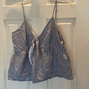 Blouse white and blue summer crop top